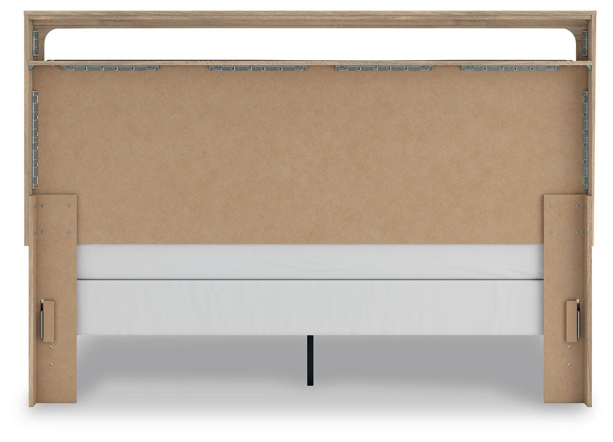 Kinlanni King Upholstered Panel Bed, Dresser, Mirror and Nightstand - B1360B18