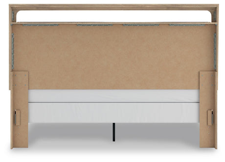Kinlanni King Upholstered Panel Bed, Dresser, Mirror and Nightstand - B1360B18