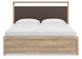 Kinlanni King Upholstered Panel Bed, Dresser, Mirror and Nightstand - B1360B18
