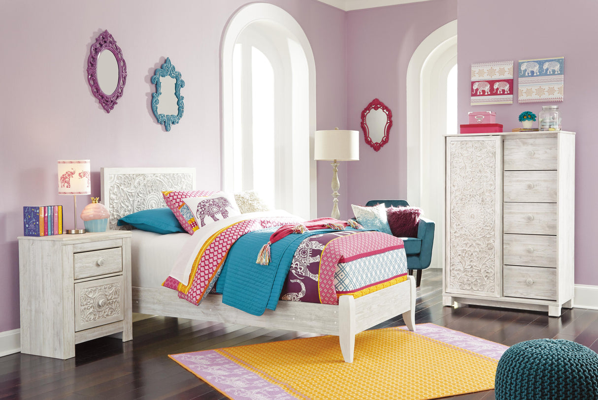 Paxberry Twin Panel Bed, Chest and Nightstand - B181B24