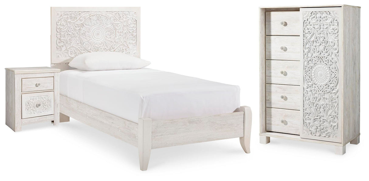 Paxberry Twin Panel Bed, Chest and Nightstand - B181B24