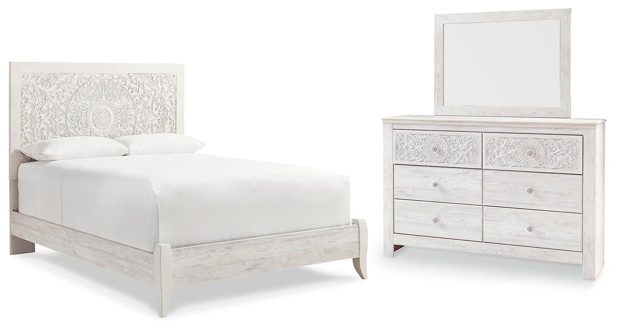 Paxberry Queen Panel Bed, Dresser and Mirror - B181B15