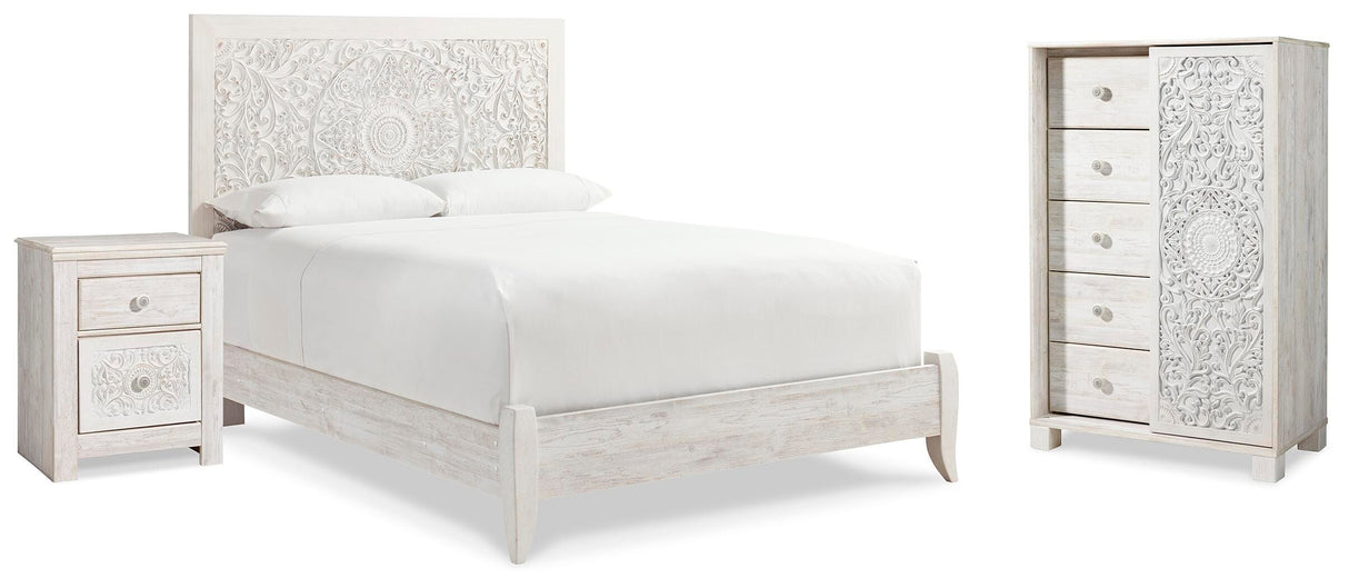 Paxberry Queen Panel Bed, Chest and Nightstand - B181B28