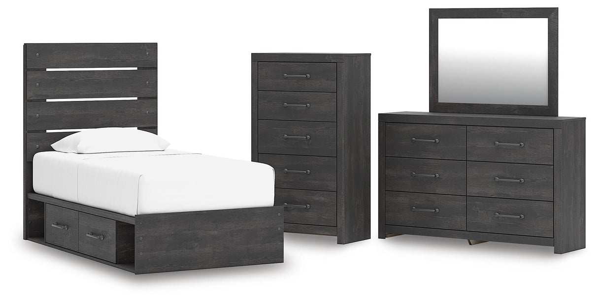 Hollivern Twin Panel Storage Bed, Dresser, Mirror and Chest - PCB2108B26