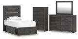 Hollivern Twin Panel Storage Bed, Dresser, Mirror and Chest - PCB2108B26