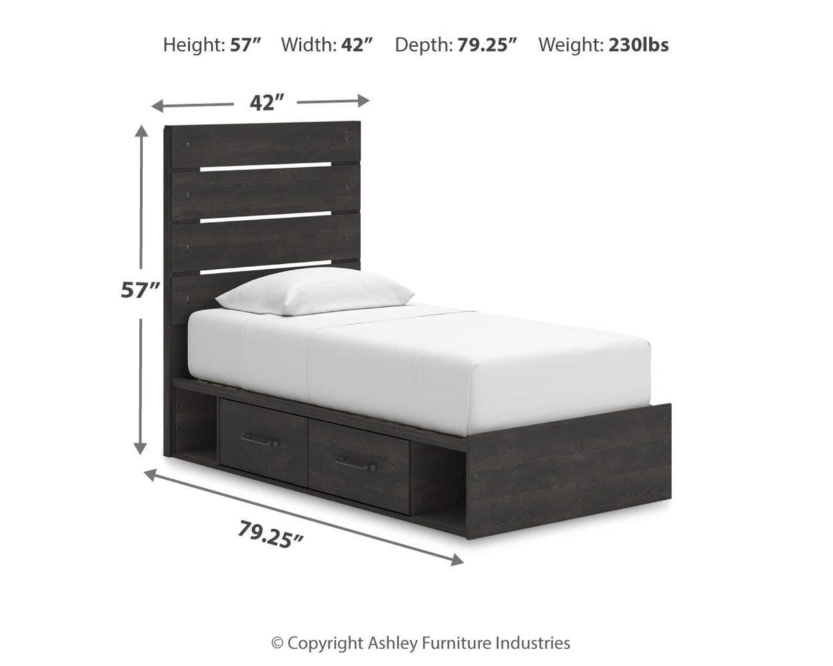 Hollivern Twin Panel Bed with Storage - PCB2108B18