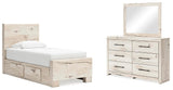 Lawroy Twin Panel Bed with Storage, Dresser and Mirror - B2310B36