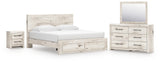 Lawroy King Panel Storage Bed, Dresser, Mirror and Nightstand - B2310B46