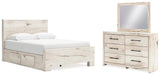 Lawroy Queen Panel Bed with Storage, Dresser and Mirror - B2310B7