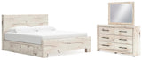Lawroy King Panel Bed with Storage, Dresser and Mirror - B2310B33
