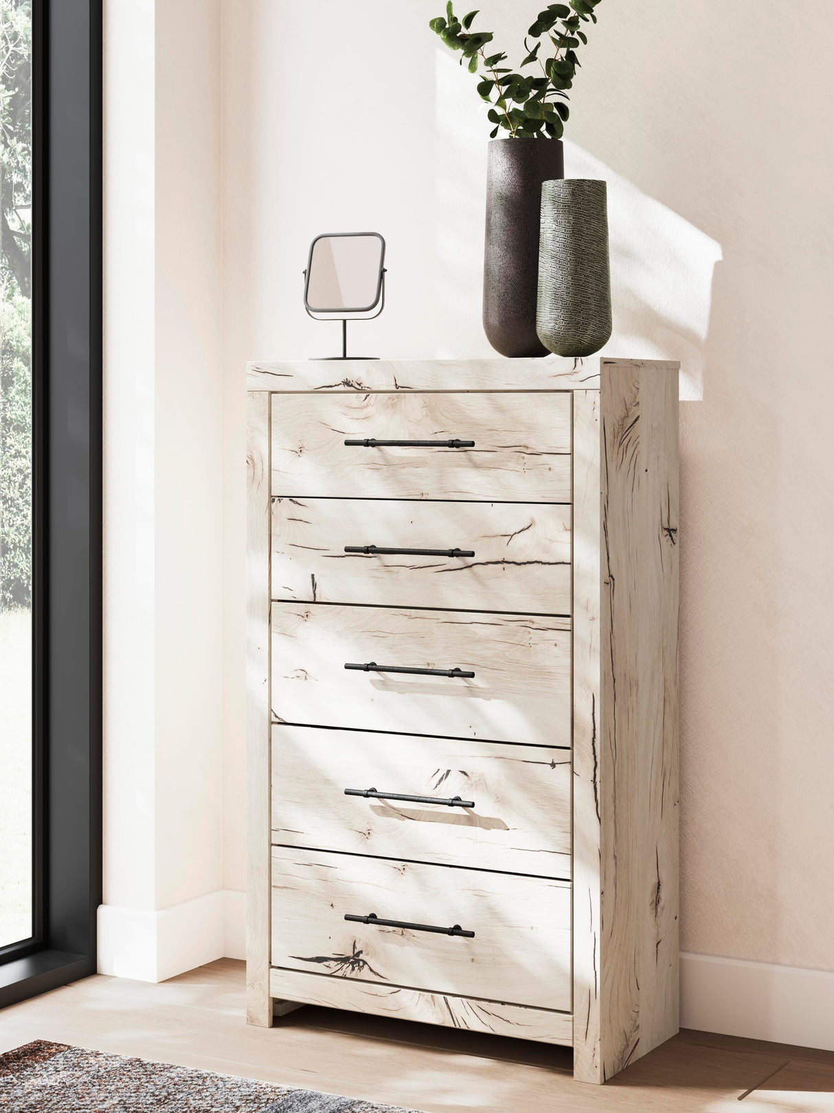 Lawroy King Panel Storage Bed, Dresser, Mirror, Chest and 2 Nightstands - B2310B45