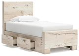 Lawroy Twin Panel Bed with Storage, Dresser and Mirror - B2310B36