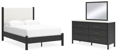 Cadmori Full Upholstered Panel Bed, Dresser and Mirror - B2616B5