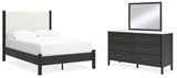 Cadmori Full Upholstered Panel Bed, Dresser and Mirror - B2616B5