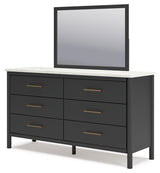 Cadmori King Upholstered Panel Bed, Dresser and Mirror - B2616B9