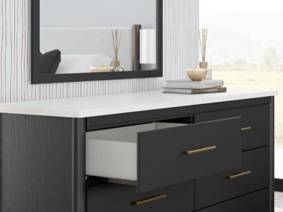 Cadmori Full Upholstered Panel Bed, Dresser and Mirror - B2616B5