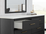 Cadmori Full Upholstered Panel Bed, Dresser and Mirror - B2616B5
