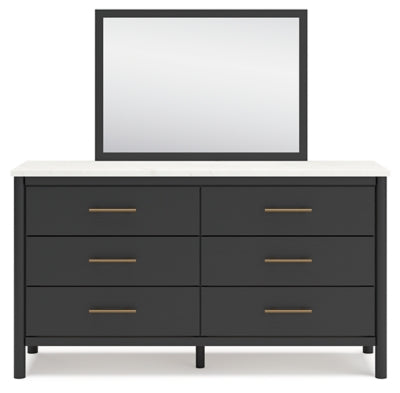 Cadmori King Upholstered Panel Bed, Dresser and Mirror - B2616B9