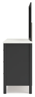 Cadmori King Upholstered Panel Bed, Dresser and Mirror - B2616B9