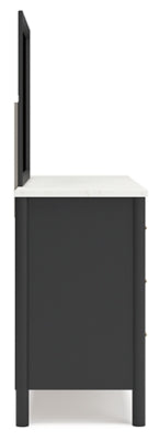 Cadmori King Upholstered Panel Bed, Dresser and Mirror - B2616B9