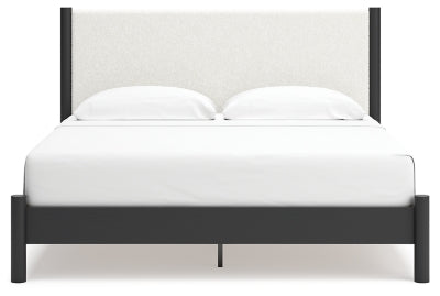 Cadmori King Upholstered Panel Bed, Dresser and Mirror - B2616B9