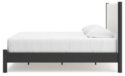 Cadmori King Upholstered Panel Bed, Dresser and Mirror - B2616B9