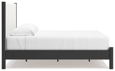Cadmori King Upholstered Panel Bed, Dresser and Mirror - B2616B9