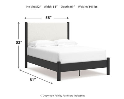 Cadmori Full Upholstered Panel Bed, Dresser and Mirror - B2616B5