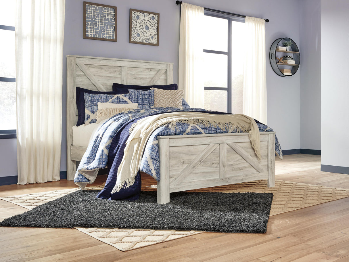 Bellaby Queen Crossbuck Panel Bed and 2 Nightstands - B331B16