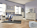 Bellaby King Crossbuck Panel Bed, Dresser, Mirror, and Nightstand - B331B15