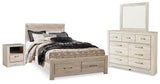 Bellaby Queen Panel Storage Bed, Dresser, Mirror and Nightstand - B331B11
