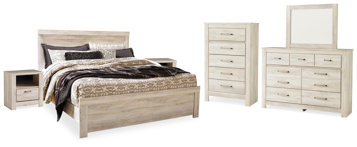 Bellaby King Panel Bed, Dresser, Mirror, Chest and 2 Nightstands - B331B17