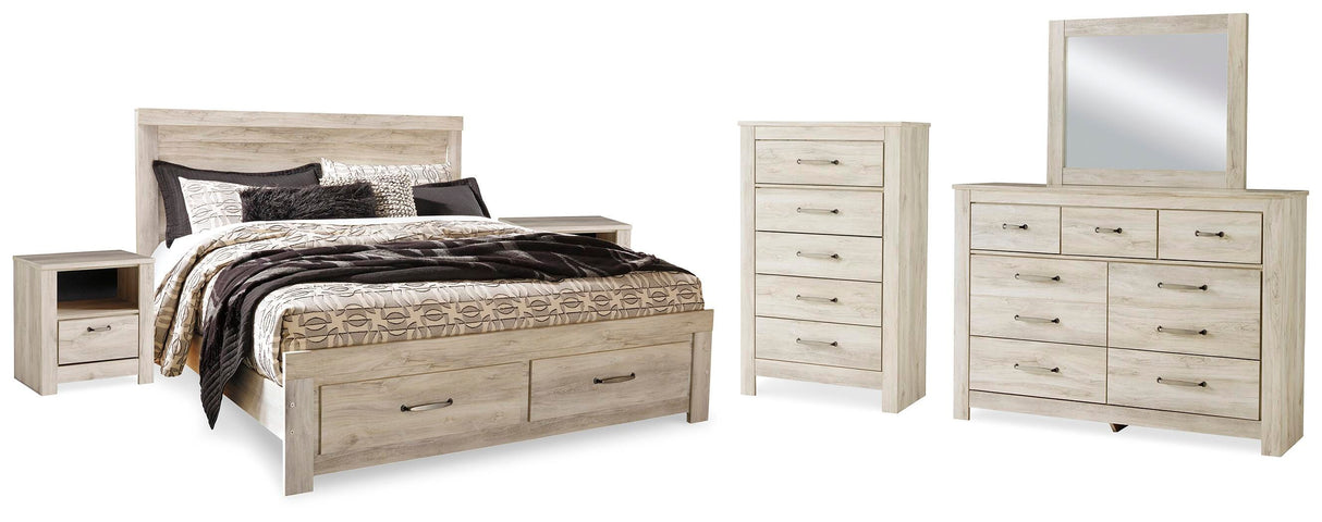 Bellaby King Storage Bed, Dresser, Mirror, Chest and 2 Nightstands - B331B20
