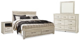 Bellaby King Panel Storage Bed, Dresser, Mirror and Nightstand - B331B12