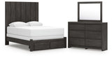 Fraluna Queen Panel Storage Bed, Dresser and Mirror - PCB3370B5