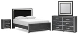 Zuraleus Queen Upholstered Bed, Dresser, Mirror and Nightstand - PCB3380B21