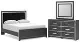 Zuraleus Queen Upholstered Panel Platform Bed, Dresser and Mirror - PCB3380B3