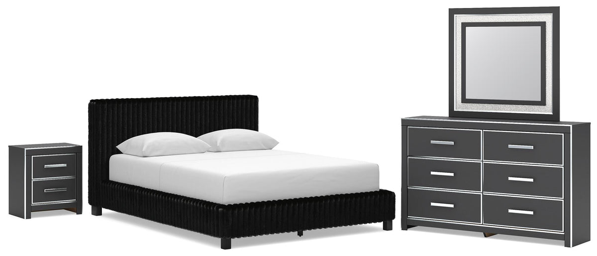 Zuraleus Queen Upholstered Bed, Dresser, Mirror and Nightstand - PCB3380B16