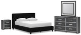Zuraleus Queen Upholstered Bed, Dresser, Mirror and Nightstand - PCB3380B16