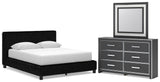 Zuraleus Queen Upholstered Bed, Dresser and Mirror - PCB3380B9