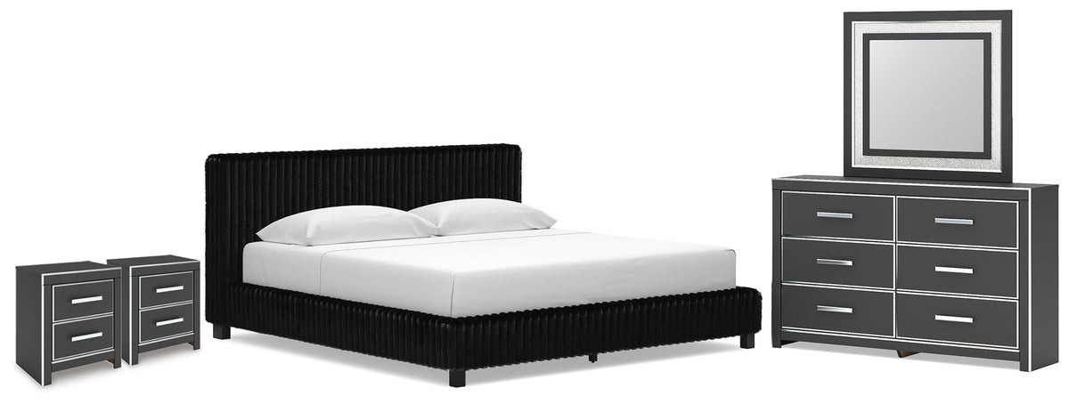 Zuraleus King Upholstered Bed, Dresser, Mirror and 2 Nightstands - PCB3380B23