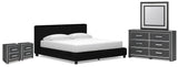 Zuraleus King Upholstered Bed, Dresser, Mirror and 2 Nightstands - PCB3380B23