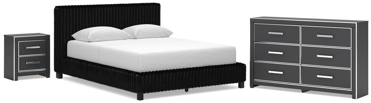 Zuraleus Queen Upholstered Bed, Dresser and Nightstand - PCB3380B15