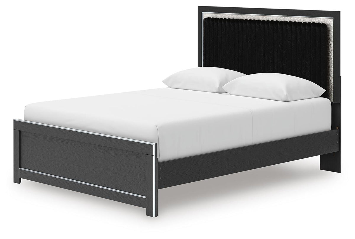 Zuraleus Queen Upholstered Panel Platform Bed, Dresser and Mirror - PCB3380B3