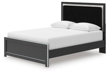 Zuraleus Queen Upholstered Panel Platform Bed, Dresser and Mirror - PCB3380B3