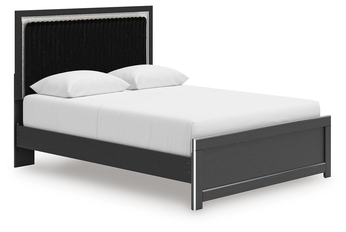 Zuraleus Queen Upholstered Panel Platform Bed, Dresser and Mirror - PCB3380B3