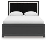 Zuraleus Queen Upholstered Panel Platform Bed, Dresser and Mirror - PCB3380B3