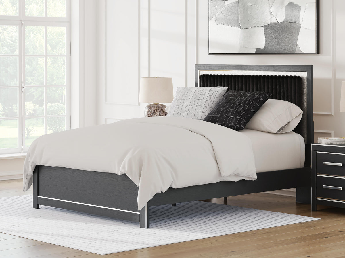 Zuraleus Queen Upholstered Panel Platform Bed, Dresser and Mirror - PCB3380B3