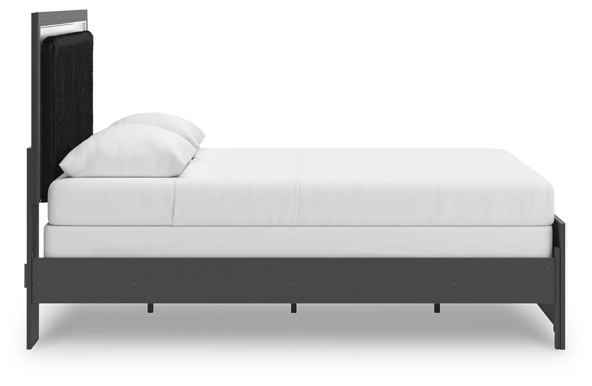 Zuraleus Queen Upholstered Panel Bed, Dresser and Mirror - PCB3380B7