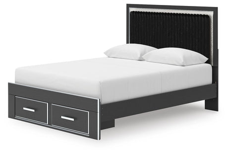 Zuraleus Queen Upholstered Panel Platform Storage Bed, Dresser and Mirror - PCB3380B5